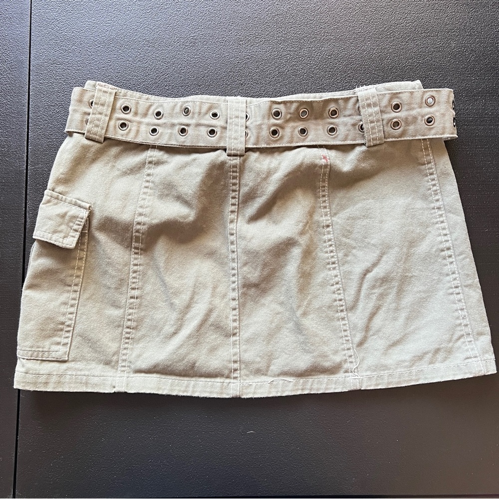 Y2K Cargo Mini Skirt with Belt Khaki Green Low Rise Utility Skirt Size Medium - Picture 5 of 10